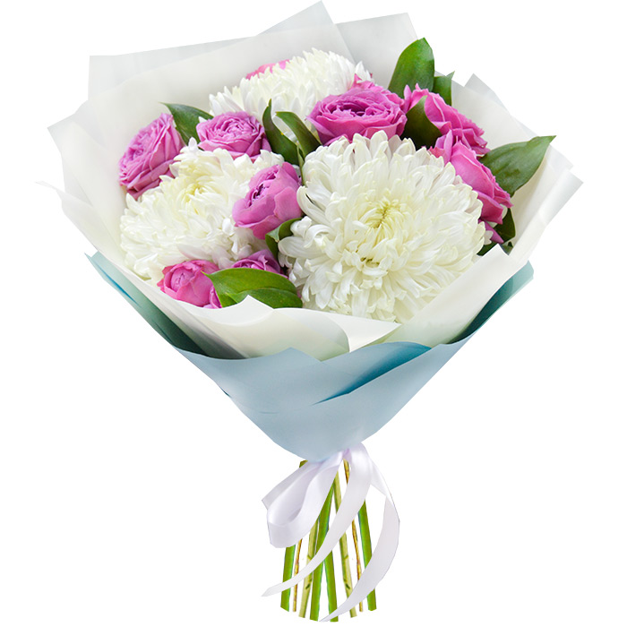 Букет Розы кустовые и хризантемы - купить в Короче с доставкой